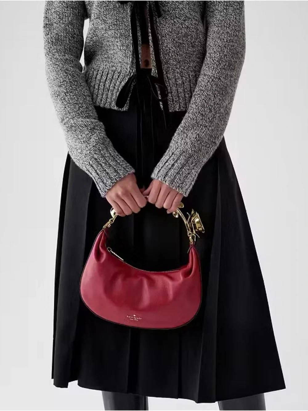 ♠️Kate spade New York Selene Gold Metal 3D Floral Handle Bag, Red Jam NWT